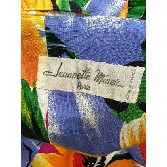 VTG Jeanette Vintet Paris Floral Dress Made in France 80s Tropical Maxi Size M - Picture 5 of 7